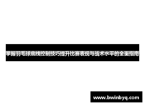 掌握羽毛球底线控制技巧提升比赛表现与战术水平的全面指南